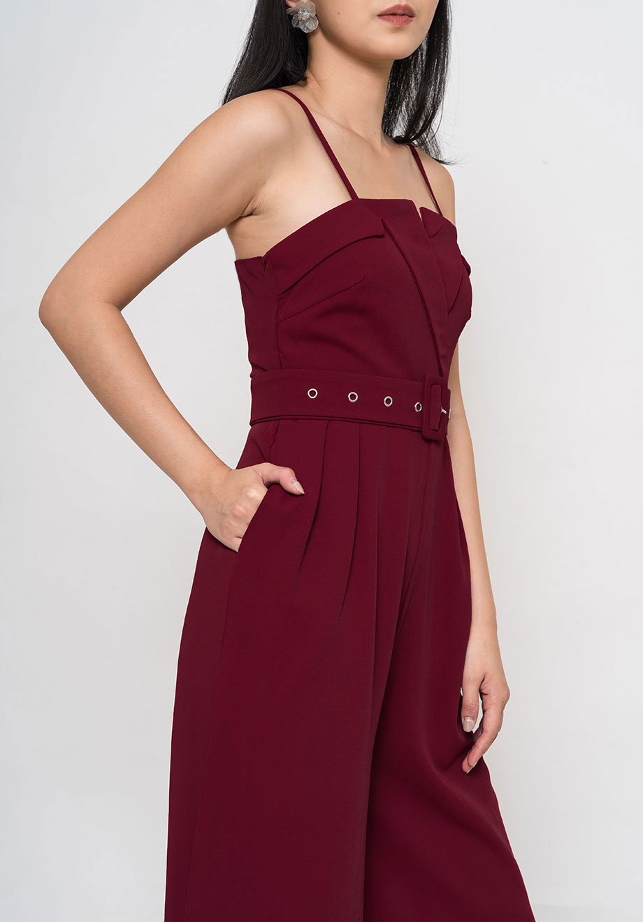 Amara Wrap Jumpsuit - Maroon